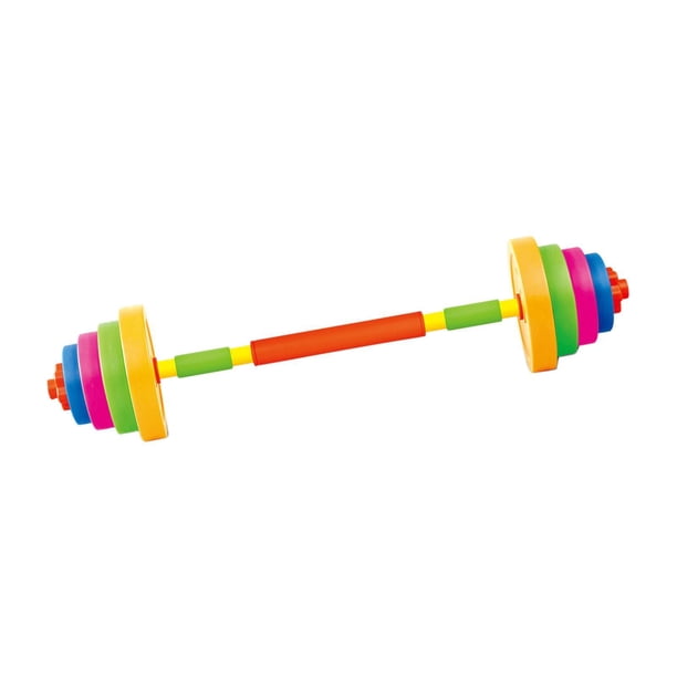 Juguete con mancuernas para niños, barra de pesas ligera, herramienta ajustable para levantamiento de pesas. Color caramelo