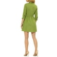 thumbnail image 3 of Vestido de camisa para mujer Inspire Chic de manga 3/4, con botones, mini vestido, color verde pasto, 3 of 6