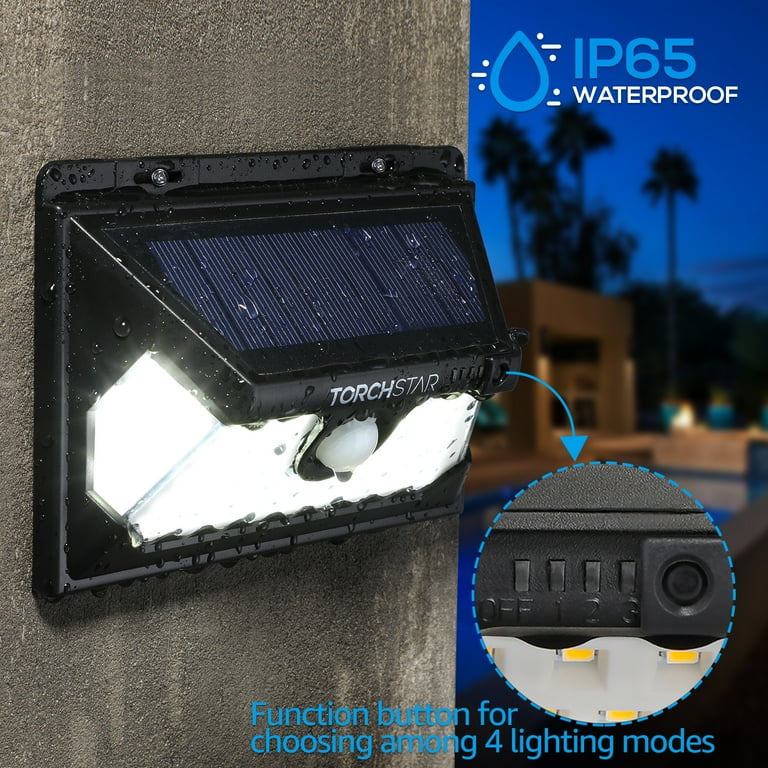 TORCHSTAR 4 Pack Solar Security Lights, White