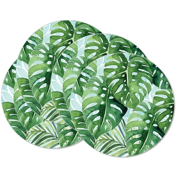 CounterArt "Tropical Foliage" 4-Pack Round Reversible Tabletop Placemats