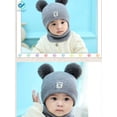 thumbnail image 4 of Deago 2Pcs Newborn Kids Baby Boy Girl Pompom Hat Winter Warm Knit Bobble Beanie Cap Scarf Set (Gray), 4 of 8