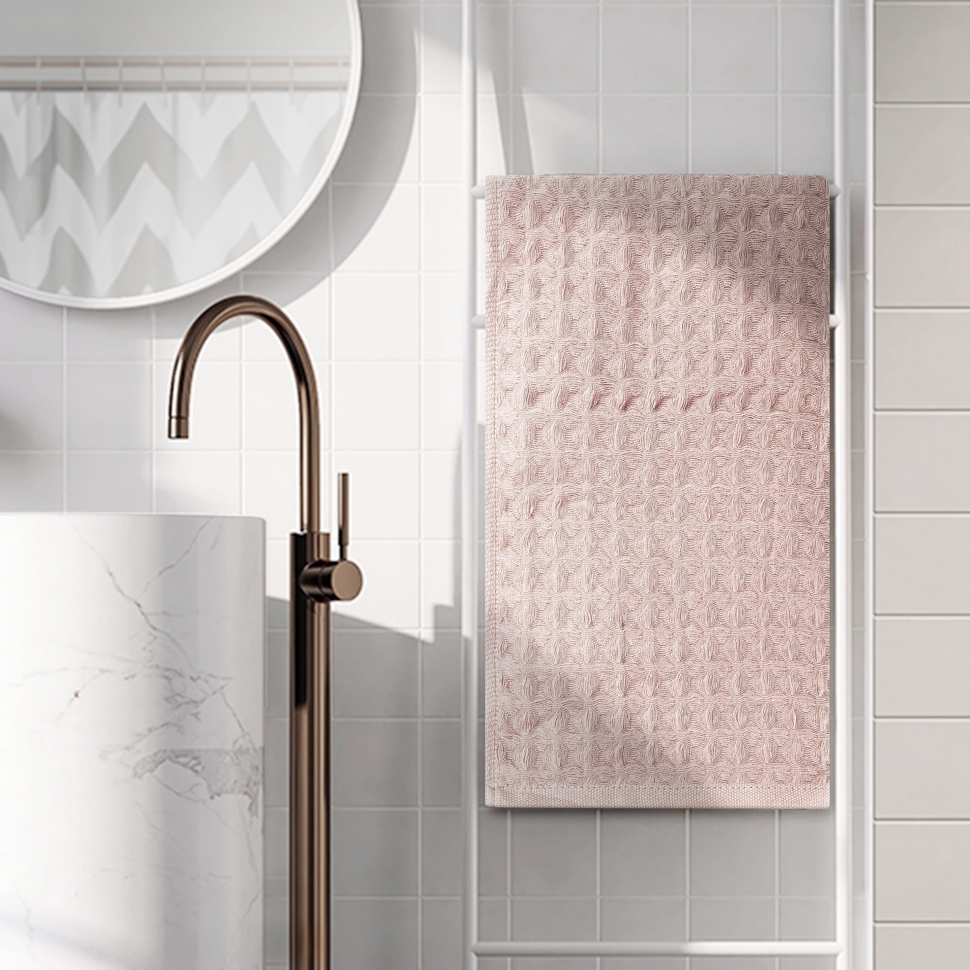 Unique Bargains Cotton Highly Absorbent Hand Towels 14 x 32 Inches for Bathroom Kitchen Pink 4pk