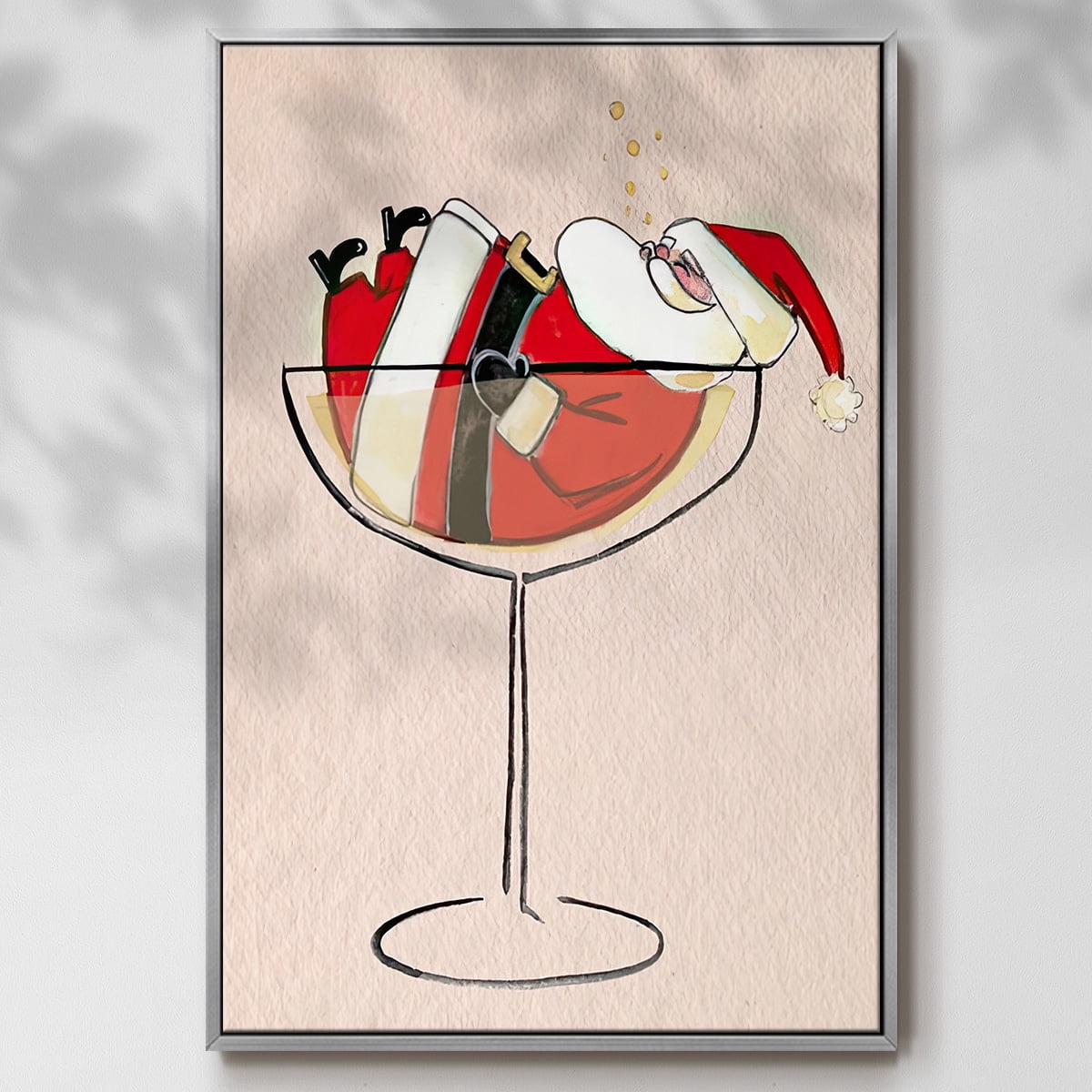 Get Blitzened Collection B - Framed Gallery Wrapped Holiday Canvas - 27 x 41 - Silver Frame