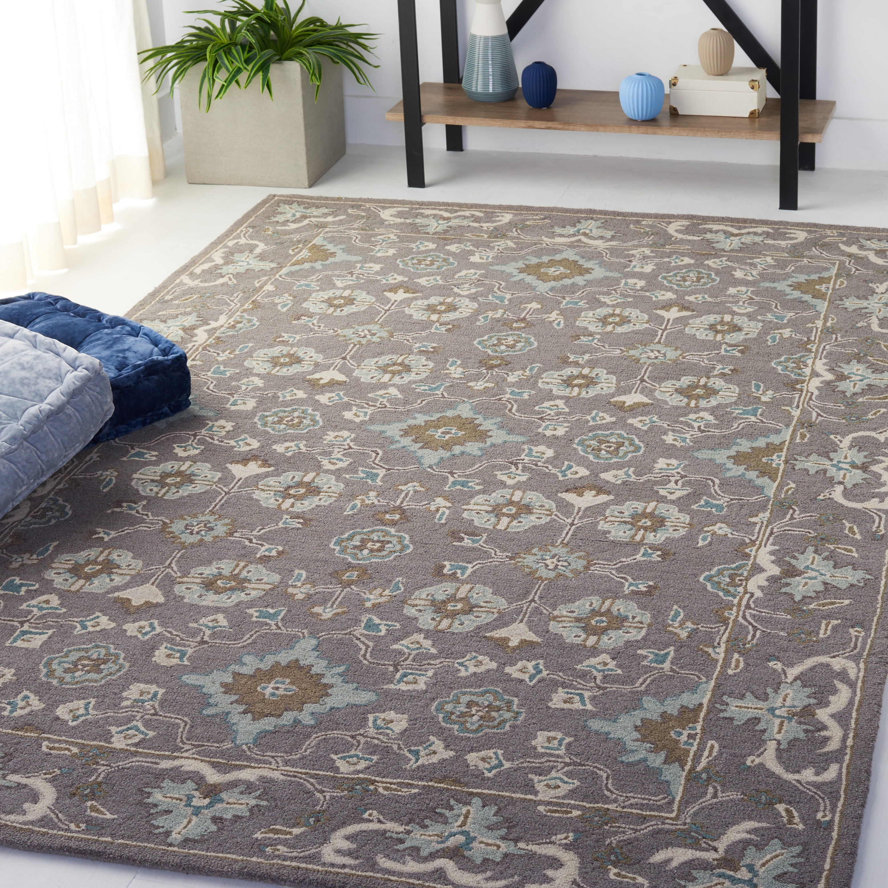 SAFAVIEH Blossom Calista Oriental Wool Area Rug, Grey, 5' x 8'