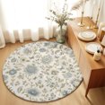 thumbnail image 3 of Vintage Floral Round Area Rugs 3 ft, Country Farmhouse Gold Blue Flowers Leaf Butterfly Washable Small Area Rug with Non-Slip Sturdy Edge Binding Round Front Door Mat Floor Carpet for Entryway, 3 of 9
