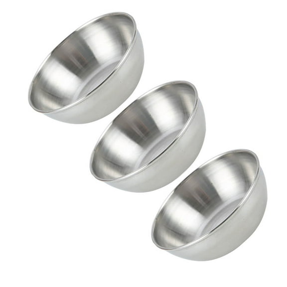 PBPBOX 3Pcs Small Serving Bowls Stainless Steel Condiment Dishes Round Seasoning Dish for Outdoor Barbecues Silver