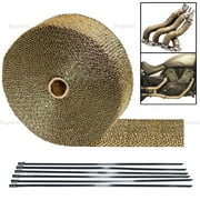 3ox 50ft 2" Titanium Basalt Manifold Header Exhaust Pipe Heat Wrap 1652F with Kits for Cars, Motorcycles