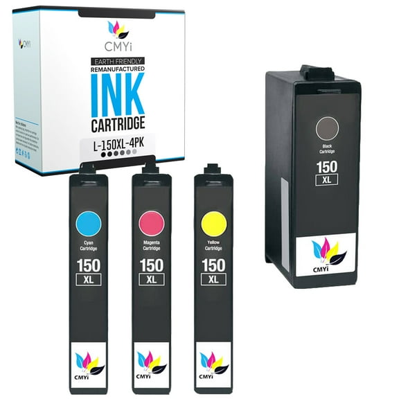 CMYi 150XL Combo Pack of 4 Ink Cartridges compatible for Lexmark 150XL - Pro715, Pro915, S310, S315, S415, S515 (1 Black, 1 Cyan, 1 Magenta, 1 Yellow)