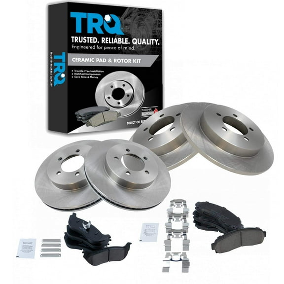 TRQ Front and Rear Brake Pad & Rotor Kit Brake Pads Brake Rotor Ceramic Fits Select 2002-2005 Ford Explorer Mercury Mountaineer