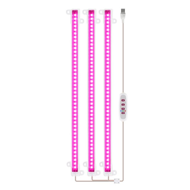 Yuarrent Tiras de luz LED creciente USB ABS Phytolamp 5 modos de iluminación Linterna ajustable Luces de espectro completo para oficina Invernadero Jardín y Patio Tres Cabezas Rosa Yuarrent HA011849-04B