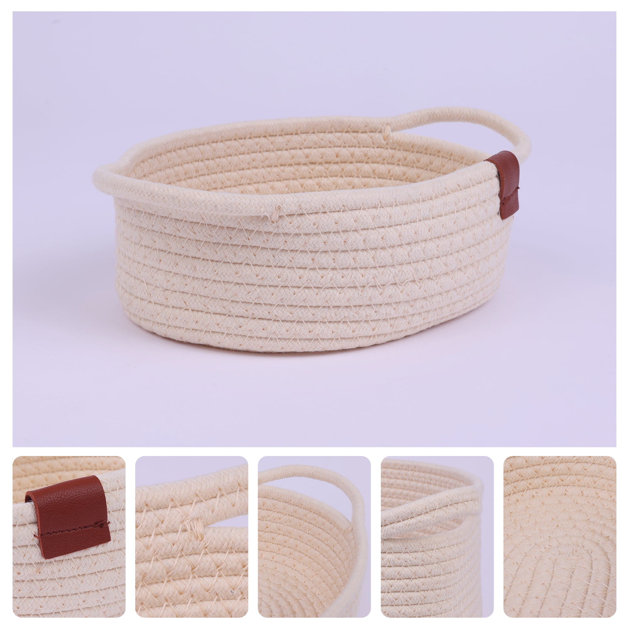 Unique Bargains Woven Storage Basket Shelf Storage Organizer Bin for Home Decor Beige S