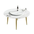 thumbnail image 6 of Magic Home 59” White Sintered Stone Round Dining Table with 31.5” White Slate Round Turntable for 6 People with Gold Sturdy Metal Legs, 6 of 7