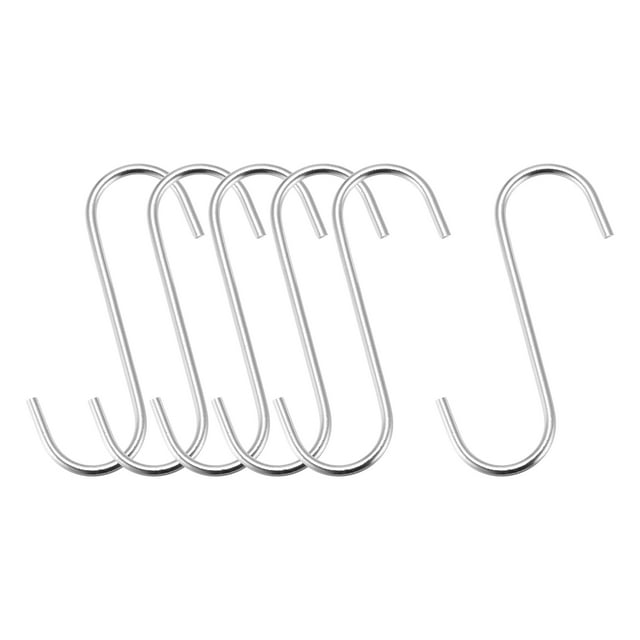Ganchos Colgantes Uxcell, Gancho Extra Largo de Acero al Carbono de 4 pulgadas/110mm, Tono Plateado, Paquete de 6