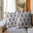 thumbnail image 6 of Blue Flower Pillow Covers 16x16 Inches Block Print Blue Vintage Farmhouse Boho Floral Throw Pillow Case Set of 2 Pillow Cover Cotton Linen Cushion Cover for Home Couch Sofa Bedroom Livingroom, 6 of 6