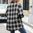 thumbnail image 4 of MaFYtyTPR Women Plaid Shirts Tops Autunm And Winter Checked Printed Long Sleeve Turn-down Collar Button Outwear Black L, 4 of 5