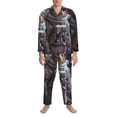 thumbnail image 3 of Naloa Cat Astronaut In Space Men’s Pajamas Set - Long Sleeve Button Down Sleep Shirt and Pajama Bottoms Sleepwear Set-Small, 3 of 7