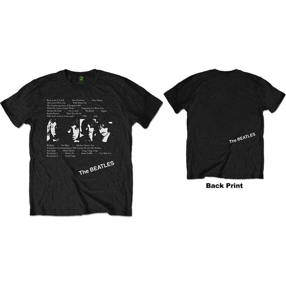 The Beatles Unisex T-Shirt White Album Tracks (Back Print) (Small)