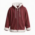 thumbnail image 6 of Fewfanhot Women Clothing Sherpa-Lined Fleece Full-Zip Hooded Jacket with Drawstring, 6 of 9
