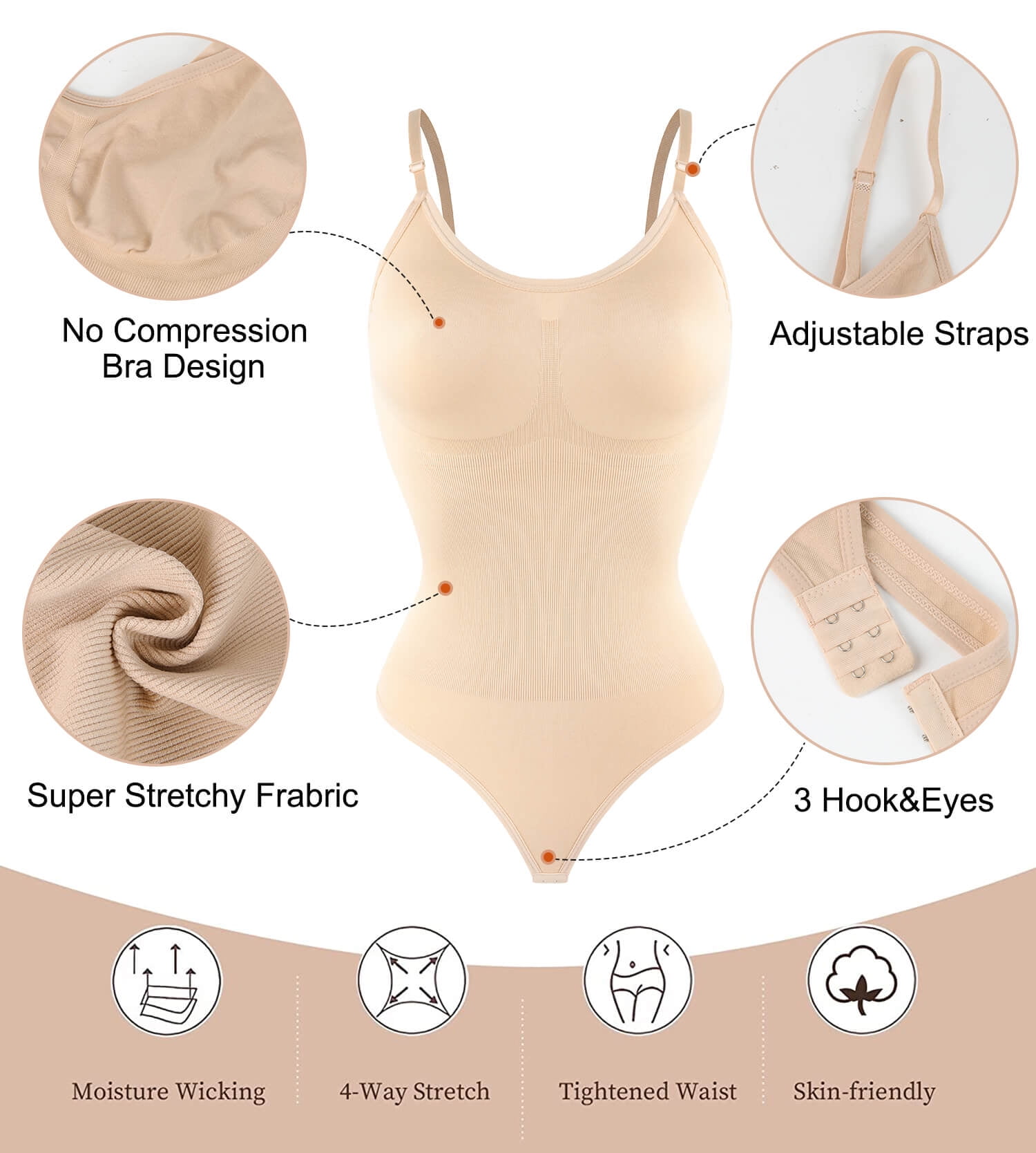 MANIFIQUE Bodysuit for Women Tummy Control Shapewear Seamless Sculpting  Thong Body Shaper 