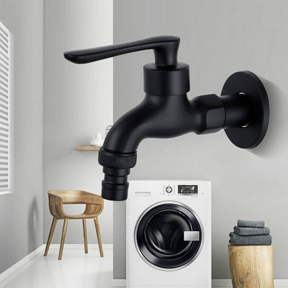 LEORX Vintage Black Copper Laundry Sink Faucet Wall Mounted Single Cold Water Tap for Home Use 1/2 Inch