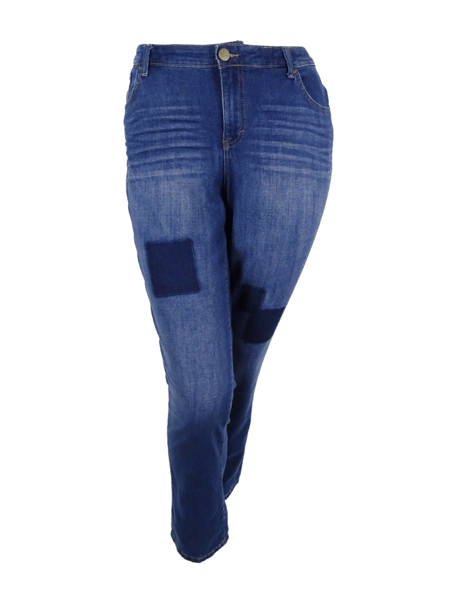 Style & Co. Women's Plus Size Patchwork Tummy-Control Slim-Leg Jeans ...