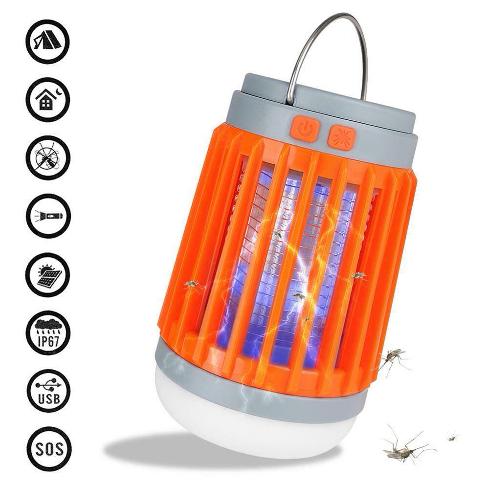 Solar Bug Zapper LED Camping Lantern, Portable Waterproof Mosquito
