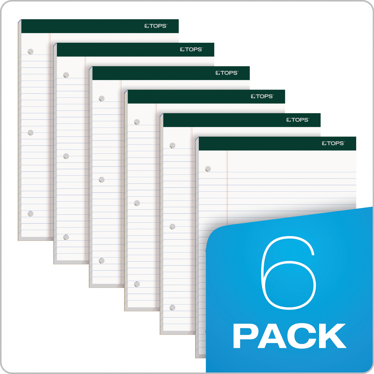 Double Docket Ruled Pads, Wide/legal Rule, 100 White 8.5 X 11.75 Sheets, 6/pack | Bundle of 2 Packs