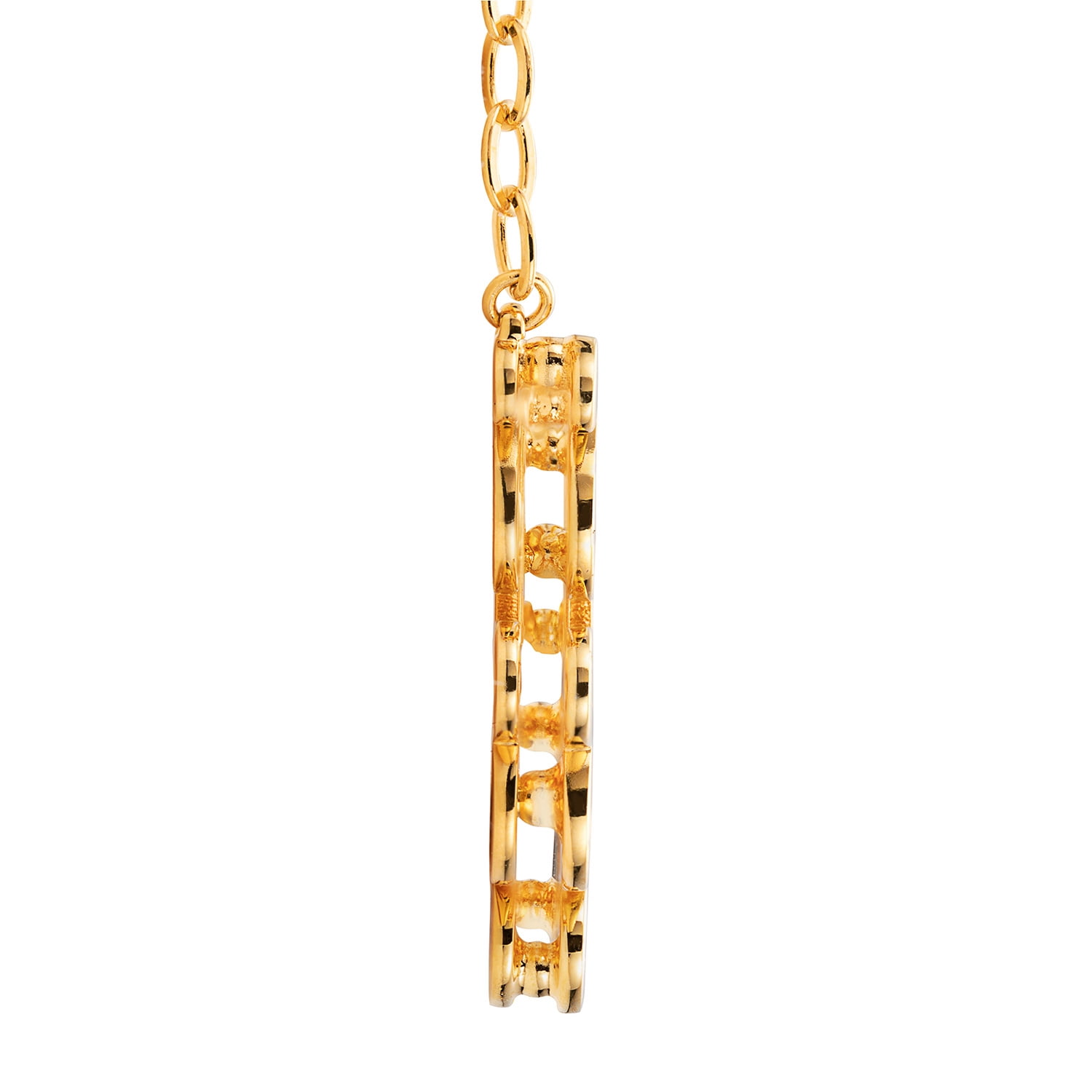 Personalized Planet Women's Two-Tone 3-D Double Stack Script Nameplate Necklace with Heart Tail