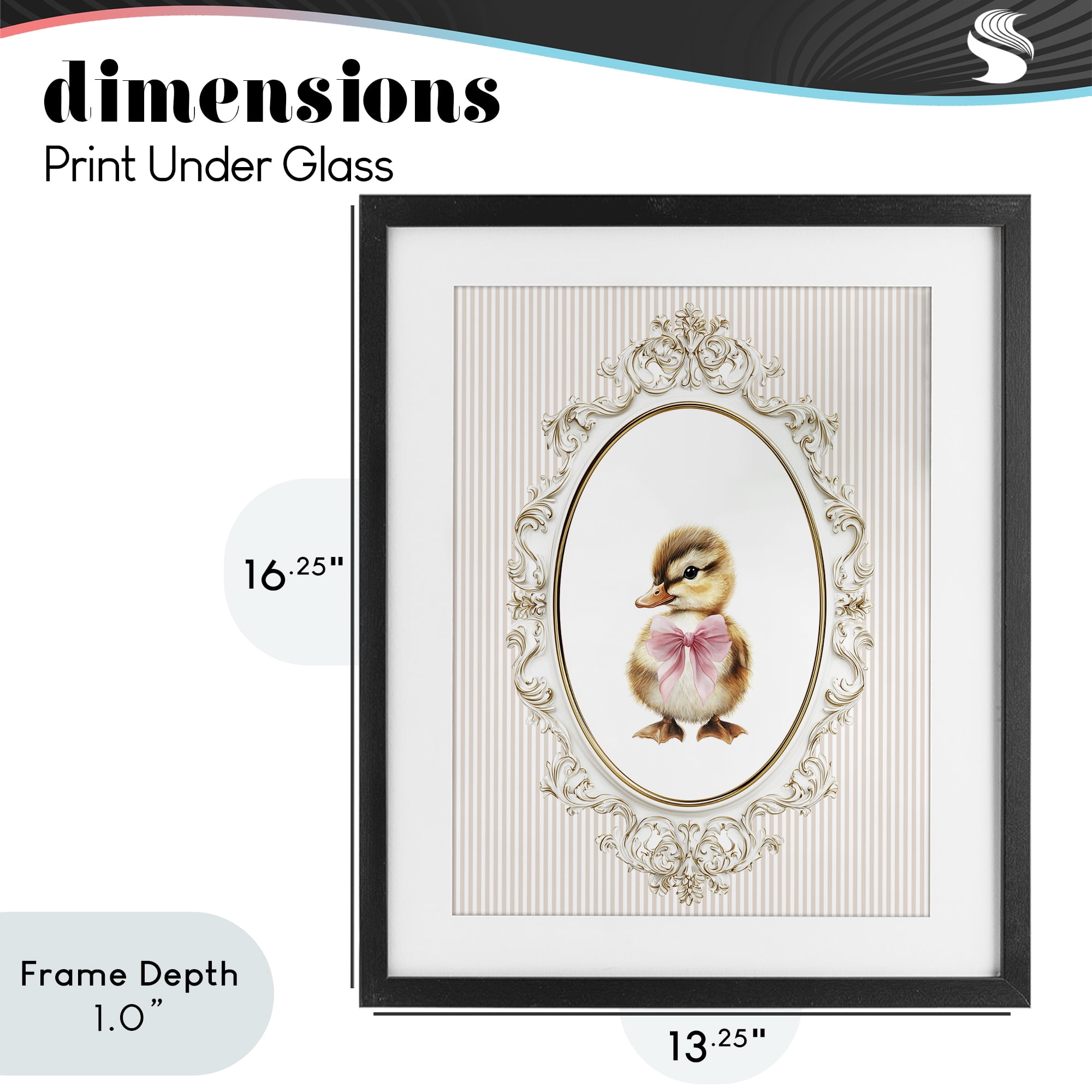 Stupell Industries Spring Gingham Baby Duck Black Framed Print Under Glass, design by Christine Simpson Art