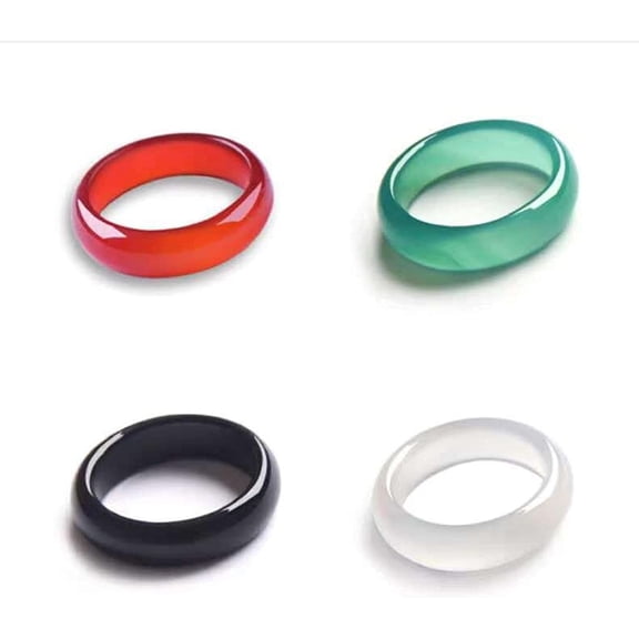 4pcs Green Chinese Jade Band Rings Set Gemstone Eternity Stackable Ring for Women Minimalist Birthstone Jewelry