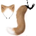 thumbnail image 1 of Tail and Ears Set Fox Fur Tail Cosplay Costume, Long Faux Fur Fox Tail with Ears Halloween Fancy Dress Costume, 1 of 5