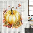 thumbnail image 2 of Orange Fall Pumpkins Shower Curtain, Waterproof Shower Curtains for Bathroom, Sunflower Botanical Thanksgiving Washable Fabric Bathtub Curtain Set Bath Decor with 12 Hooks 48"x72", 2 of 8