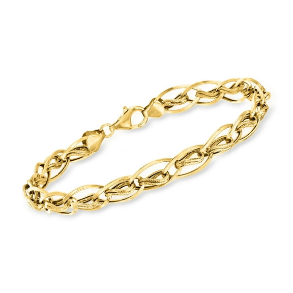 Ross-Simons 10kt Yellow Gold Twisted Double-Oval Link Bracelet, Women's, Adult