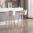 thumbnail image 2 of 2PCS 26-Inch Bar Stools with Chrome Footrest - Luxurious Velvet Fabric, Golden Legs, Simple High Bar Stool Design for Stylish Home Decor-Cream, 2 of 9
