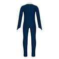 thumbnail image 4 of TiaoBug Kids Girls Rhinestone Full Length Bodysuit Long Sleeve Mock Neck Gymnastics Leotard Jumpsuit Dancewear Navy Blue 12, 4 of 7