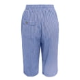 thumbnail image 5 of Striped Capri Pants for Women Elastic Waist Straight Wide Leg Cropped Pant Summer Casual Drawstring Side Button Capri Trouser with Pockets, 5 of 8