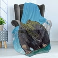 thumbnail image 4 of Beach Soft Flannel Fleece Throw Blanket, Famous Shape Rock with the Grand Hole in Bay of Islands Nz Cavern Peaceful, Cozy Plush for Indoor and Outdoor Use, 70" x 90", Blue Grey, by Ambesonne, 4 of 5