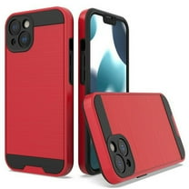 Kaleidio Case For iPhone 13 (6.1") [Brushed Metal Texture] Hybrid 2-Piece Armor [Shockproof] Slim Cover [Red/Black]