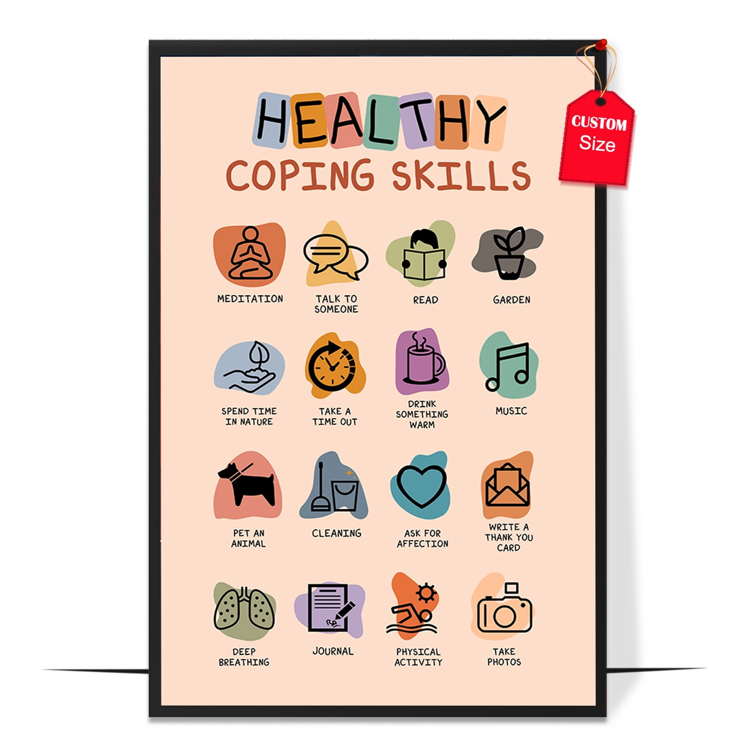 LOLUIS Healthy Coping Skills Poster, Boho Mental Health Posters for