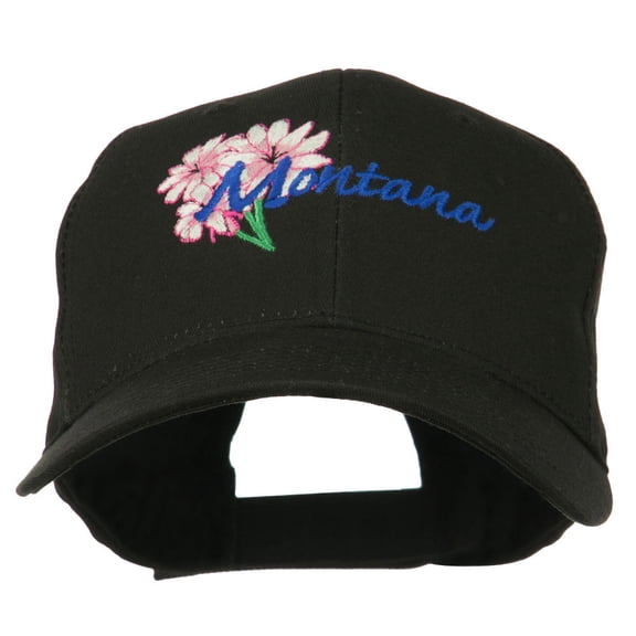 USA State Montana Bitter Root Embroidered Low Profile Cap - Black OSFM