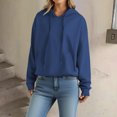 thumbnail image 2 of Yuyuzo Womens Oversized Hoodies Fleece Lined Casual Fall Sweatshirts Solid Color Drawstring Pullover Tops, 2 of 5