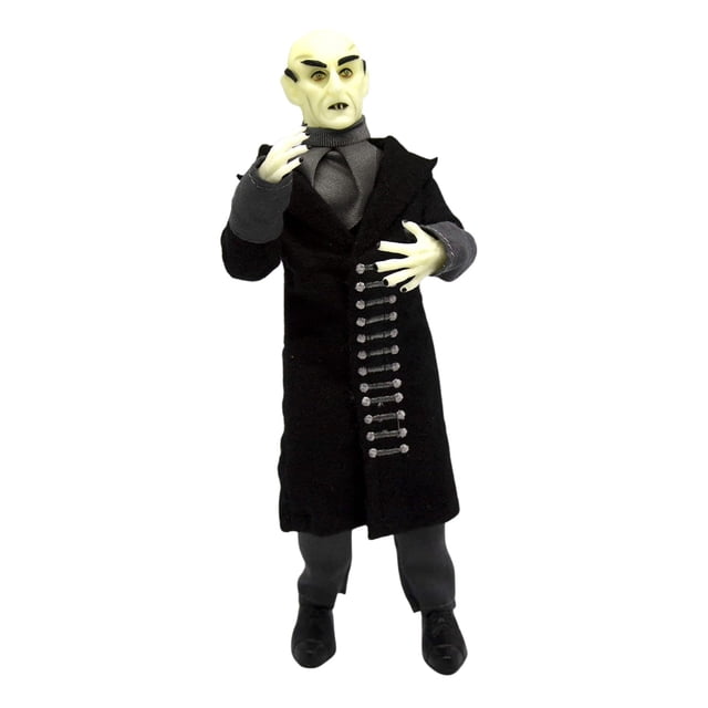 Figura de acción Mego Glow in The Dark Nosferatu de 8 pulgadas con abrigo negro