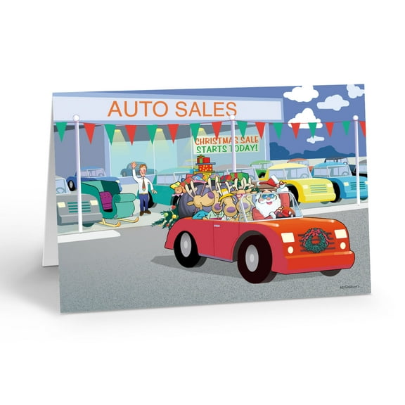 Stonehouse Collection Santa Gets a New Car Holiday Christmas Card - 50040