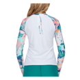 thumbnail image 2 of RAISINS Women's White Printed Rash Guard Crewneck Zip-Back Lined UV Protection Vieques Swim Shirt S, 2 of 2