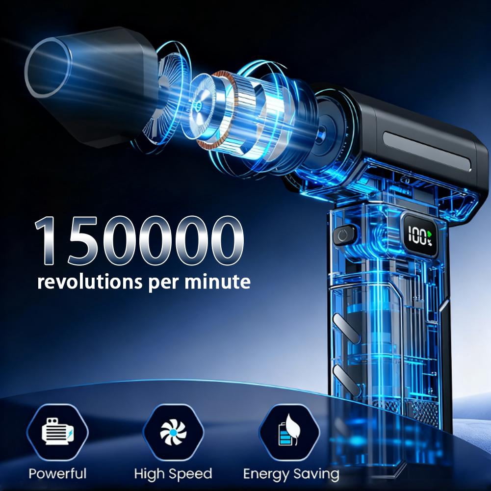 High-Speed Electric Air Duster Vacuum Cleaner – 150,000 RPM Portable Turbo Dust Blower with 6000mAh Battery