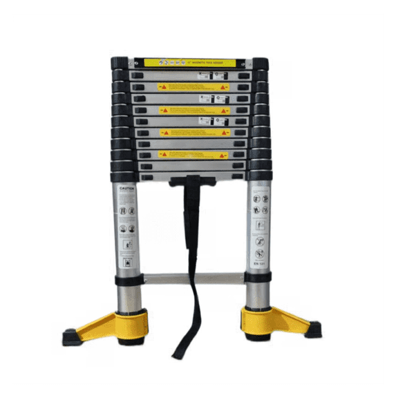 11.5FT Telescopic Ladder, Aluminum Extendable Ladder with Stabilizer & Magnetic Strip Antique Silver   Aluminium