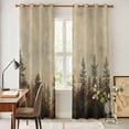 thumbnail image 4 of Brown Forest Kitchen Curtains 84 Inch Length, Vintage Tree Farmhouse Botanical Grommet Top Bedroom Living Room Curtains, Light Filtering Cafe Curtain Drapes 2 Panels Set 84''x84'', 4 of 9