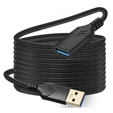 Mimifly USB 3.0 Extension Cable 15FT, Male to Female Data Extender with Shielding, Black
