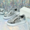 thumbnail image 2 of Dakaela Women's Glitter Tennis Sneakers Sparkly Rhinestone Dressy Running Walking Sequin Shoes Silver 8, 2 of 7