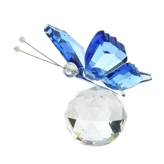 Crystal Butterfly Figurines with Glass Ball Base Glass Butterfly Statues Crystal Animal Figurine for Home Ornament Decor
